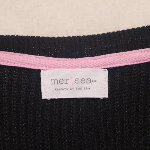 MER SEA Camden Button Back Crewneck Long Sleeve Sweater in Black OS - Picture 7 of 8